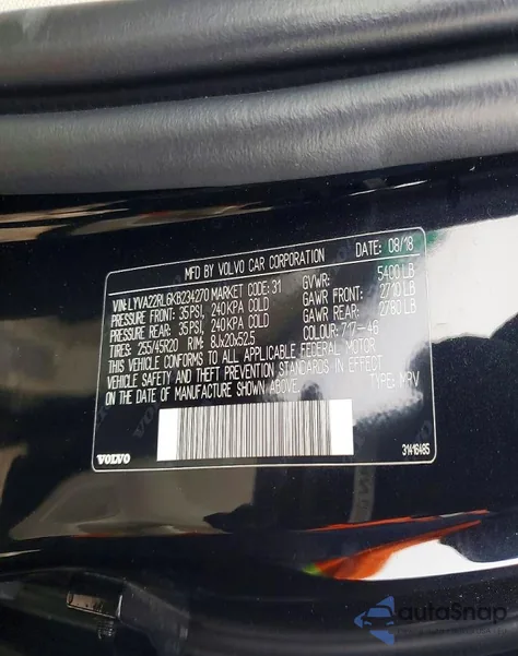 2019 Volvo Xc60 T6 Inscription z USA, uszkodzony, nr VIN LYVA22RL6KB234270